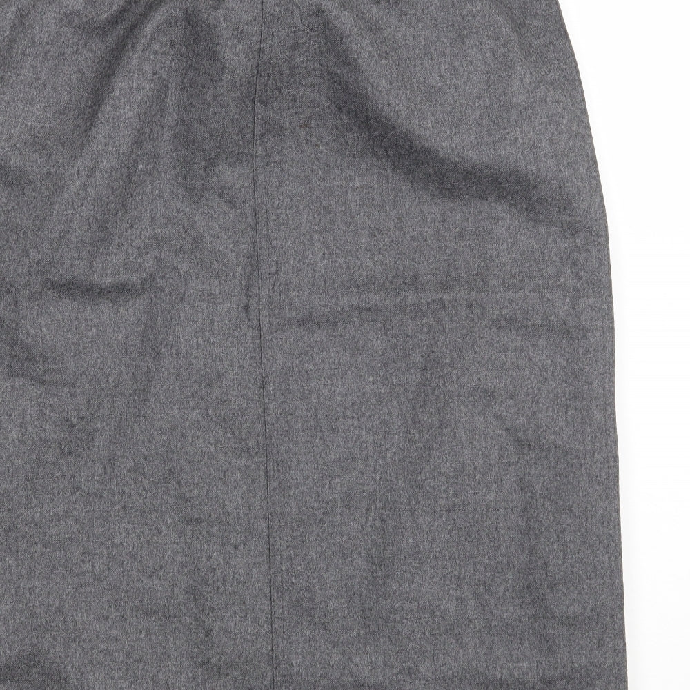 Marks and Spencer Womens Grey  Wool A-Line Skirt Size 12   Zip