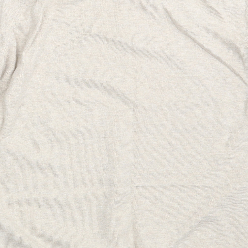 Marks and Spencer Womens Beige Crew Neck Geometric Polyamide Pullover Jumper Size 14
