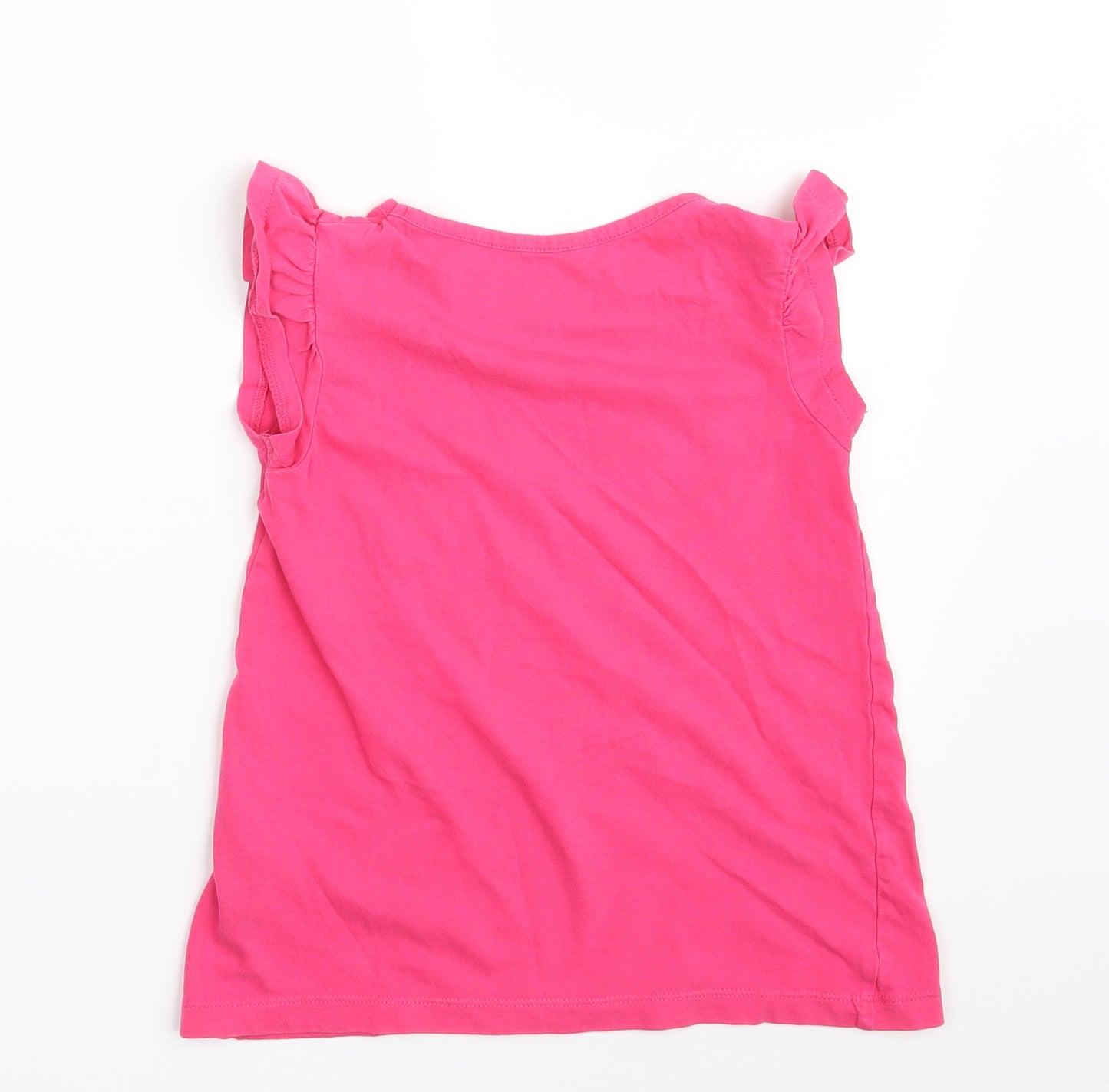 Losan Girls Pink  100% Cotton Basic T-Shirt Size 6 Years Round Neck  - Hello Girl