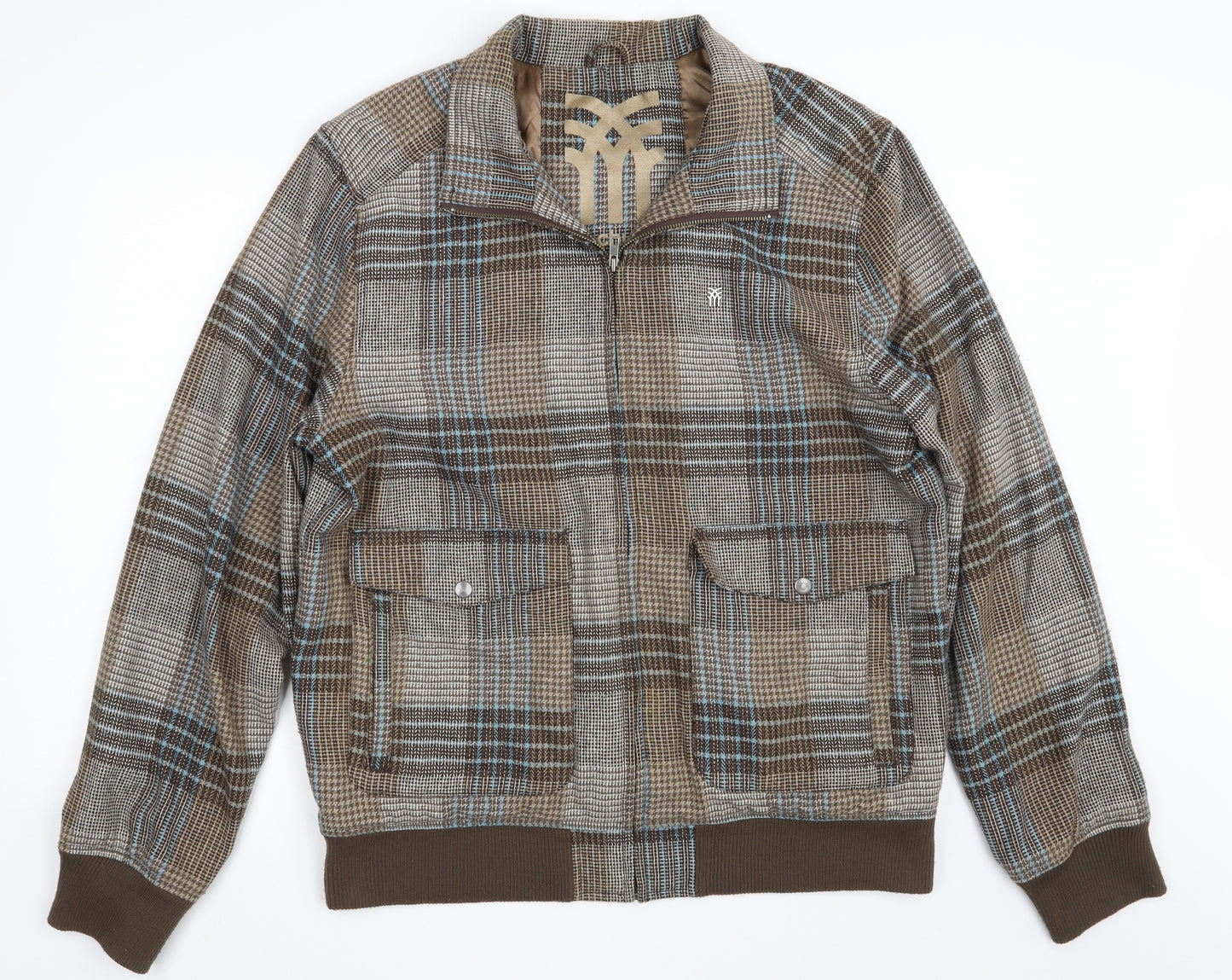 Fenchurch Mens Brown Plaid  Jacket Coat Size XL  Zip