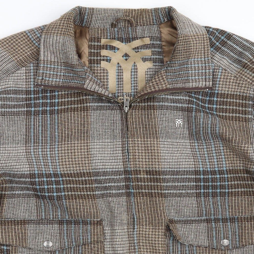 Fenchurch Mens Brown Plaid  Jacket Coat Size XL  Zip