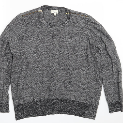 Linea Womens Grey Scoop Neck  Acrylic Pullover Jumper Size XL