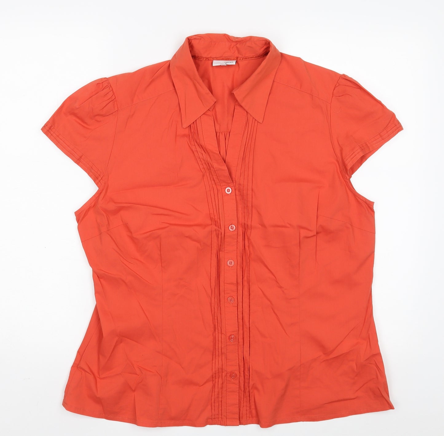 NEXT Womens Orange  Cotton Basic Button-Up Size 20 Collared