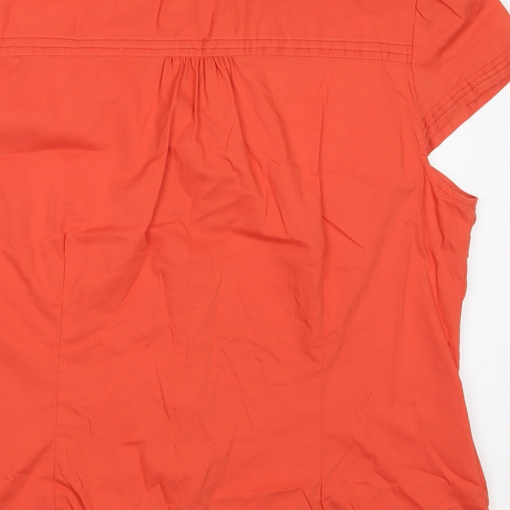 NEXT Womens Orange  Cotton Basic Button-Up Size 20 Collared