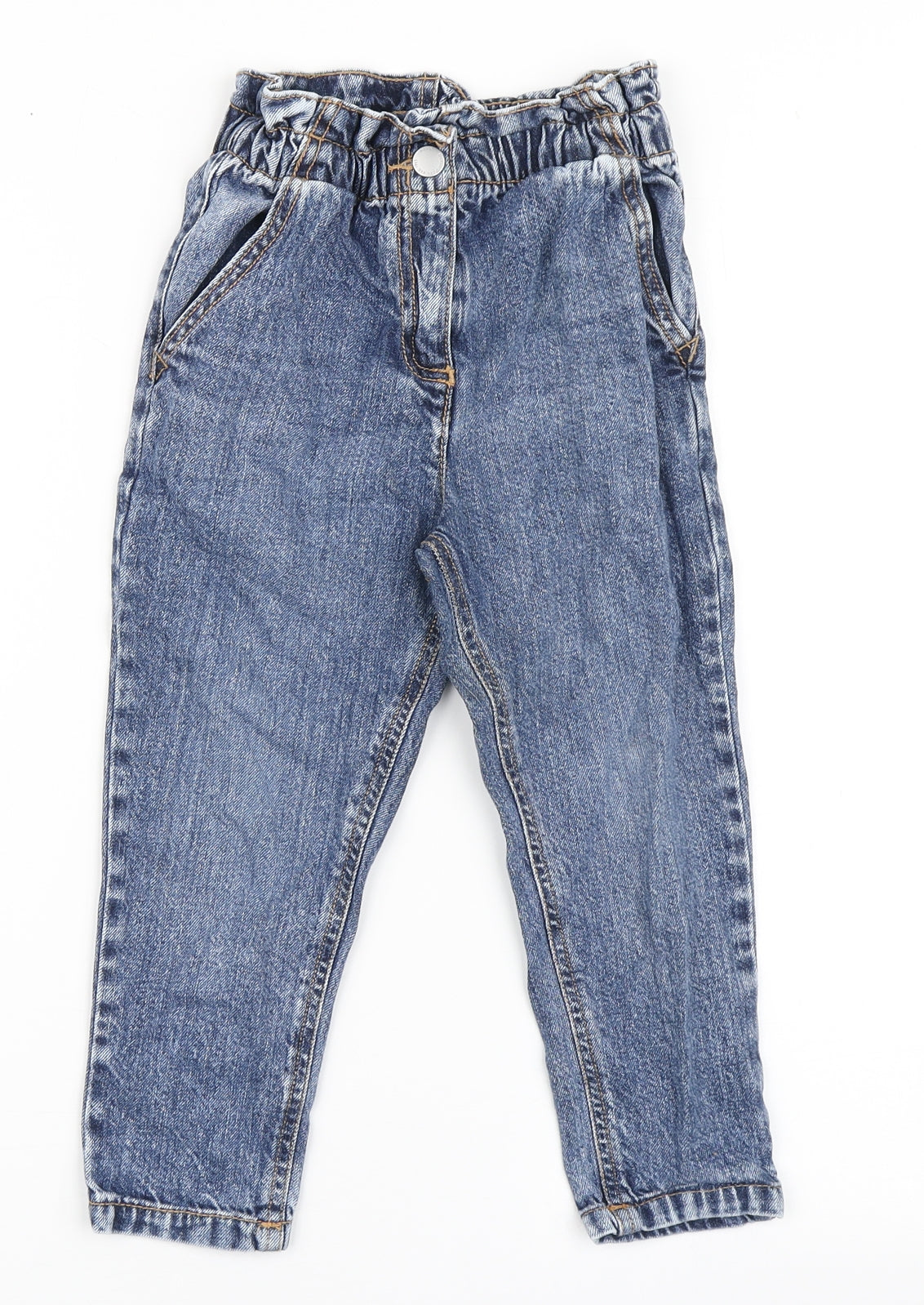 NEXT Girls Blue  100% Cotton Skinny Jeans Size 5 Years  Regular Button - Paper Bag Waist
