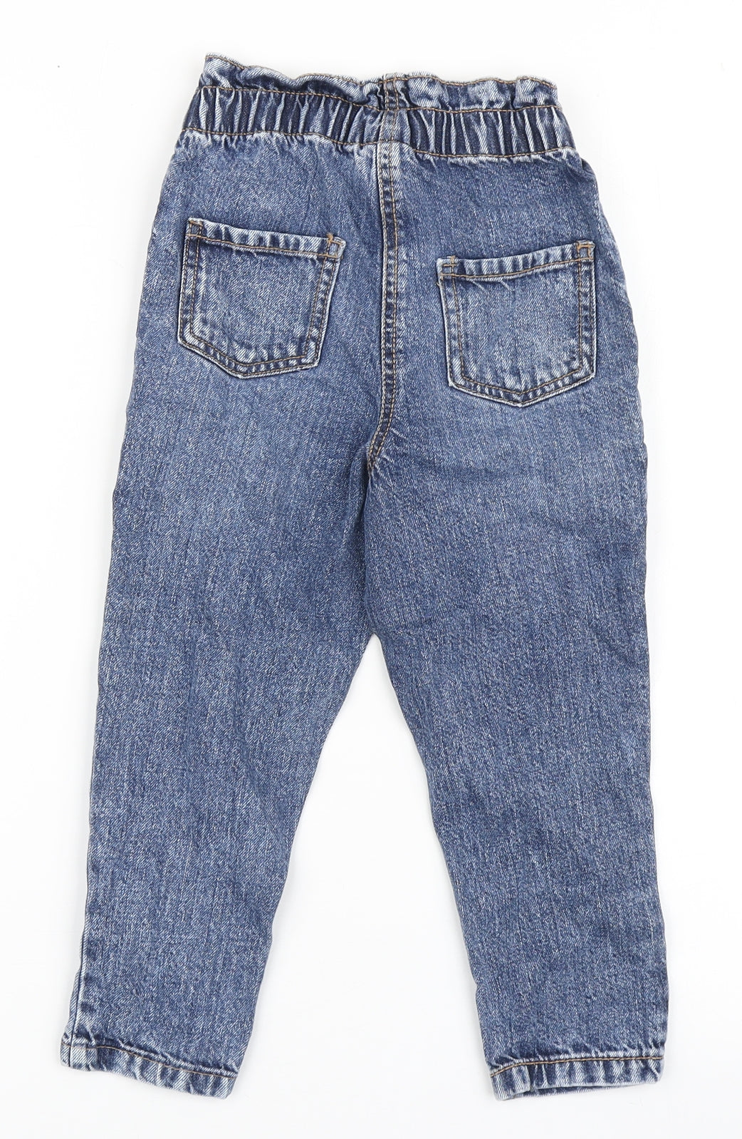 NEXT Girls Blue  100% Cotton Skinny Jeans Size 5 Years  Regular Button - Paper Bag Waist