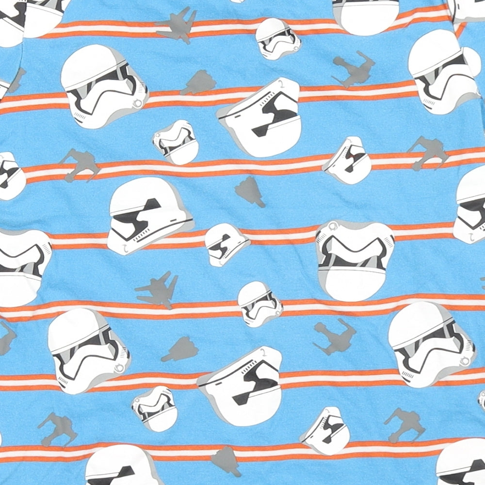 Disney Boys Blue Striped 100% Cotton Basic T-Shirt Size 5-6 Years Round Neck Pullover - Storm Troopers, Star Wars