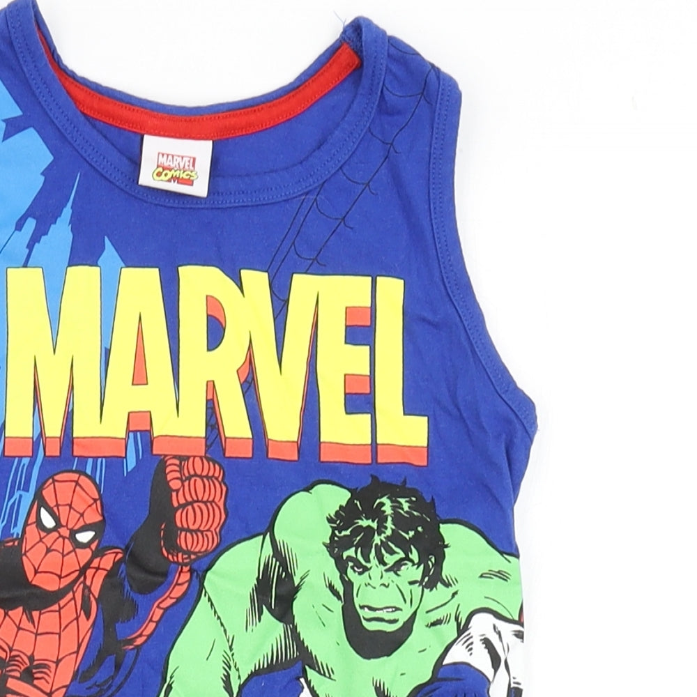 Marvel Comics Boys Blue  100% Cotton Basic Tank Size 4-5 Years Round Neck Pullover - Iron Man