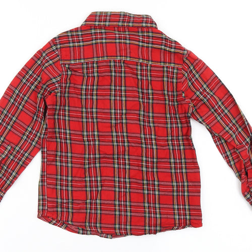 Crafted Boys Red Check 100% Cotton Basic Button-Up Size 4-5 Years Collared Button