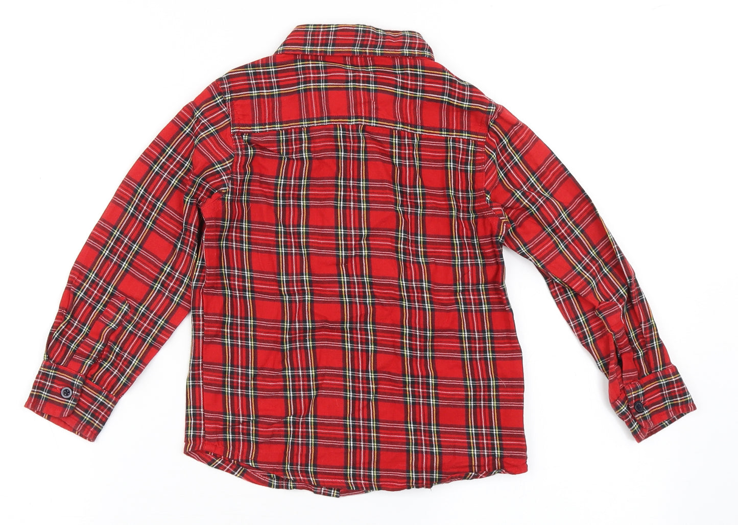 Crafted Boys Red Check 100% Cotton Basic Button-Up Size 4-5 Years Collared Button