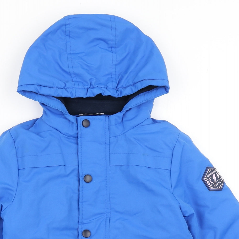 F&F Boys Blue   Parka Coat Size 3-4 Years  Zip