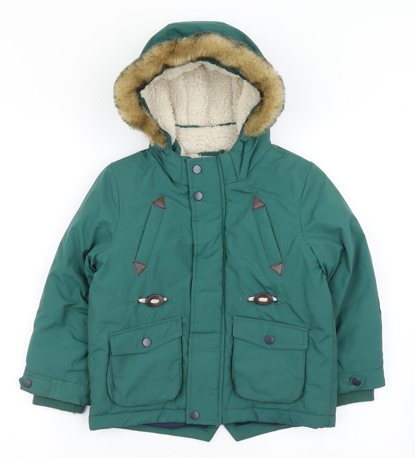 Marks and Spencer Boys Green   Parka Coat Size 4-5 Years  Zip