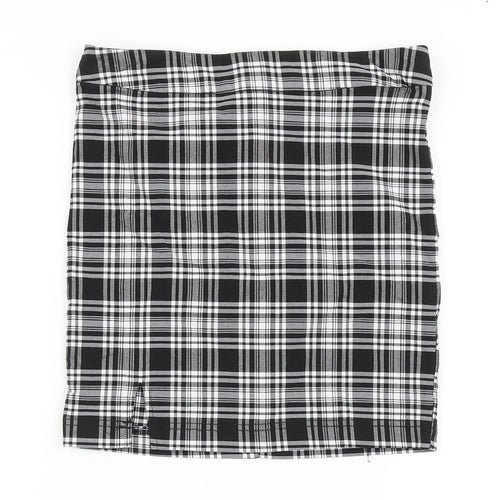 New Look Girls Black Check Viscose A-Line Skirt Size 11 Years  Regular Zip