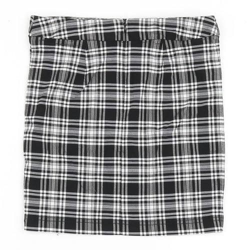 New Look Girls Black Check Viscose A-Line Skirt Size 11 Years  Regular Zip
