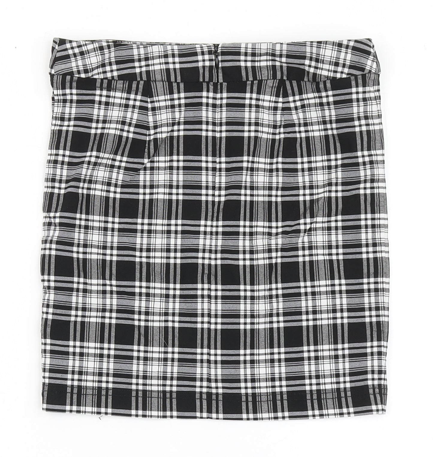 New Look Girls Black Check Viscose A-Line Skirt Size 11 Years  Regular Zip