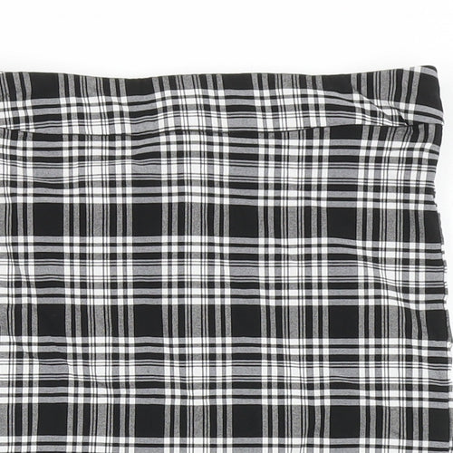 New Look Girls Black Check Viscose A-Line Skirt Size 11 Years  Regular Zip