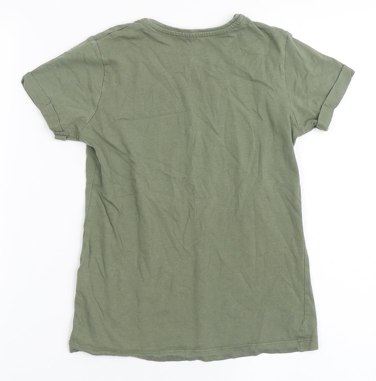 Primark Girls Green  100% Cotton Basic T-Shirt Size 9-10 Years Round Neck Pullover - Brooklyn