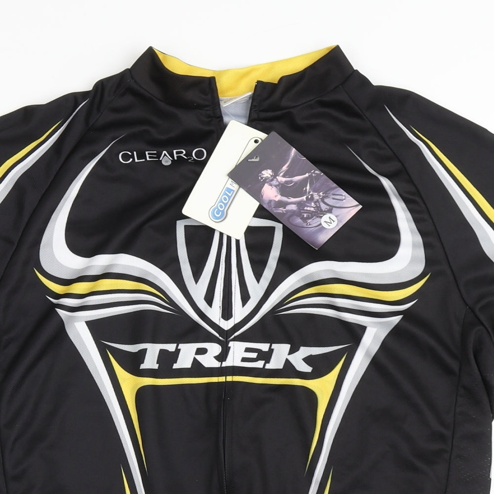 Trek Mens Black  Polyester Pullover T-Shirt Size M Round Neck Zip - Matching Shorts Available