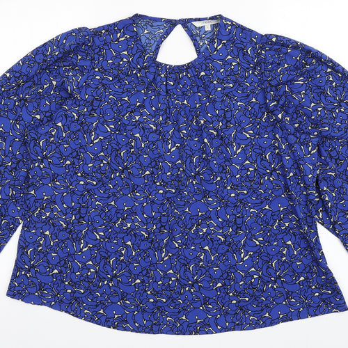 NEXT Womens Blue  Polyester Basic Blouse Size S Round Neck