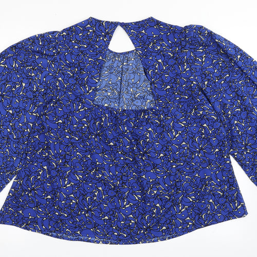 NEXT Womens Blue  Polyester Basic Blouse Size S Round Neck