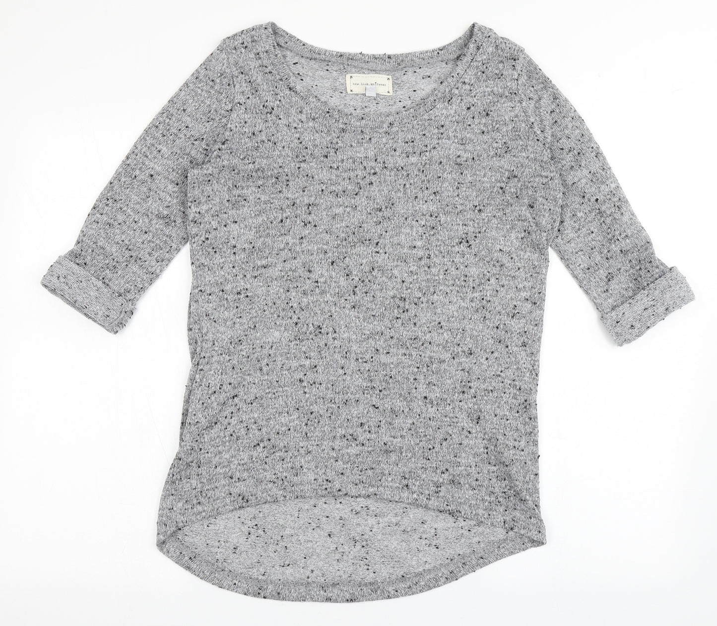 New Look Womens Grey  Polyester Basic T-Shirt Size 10 Scoop Neck