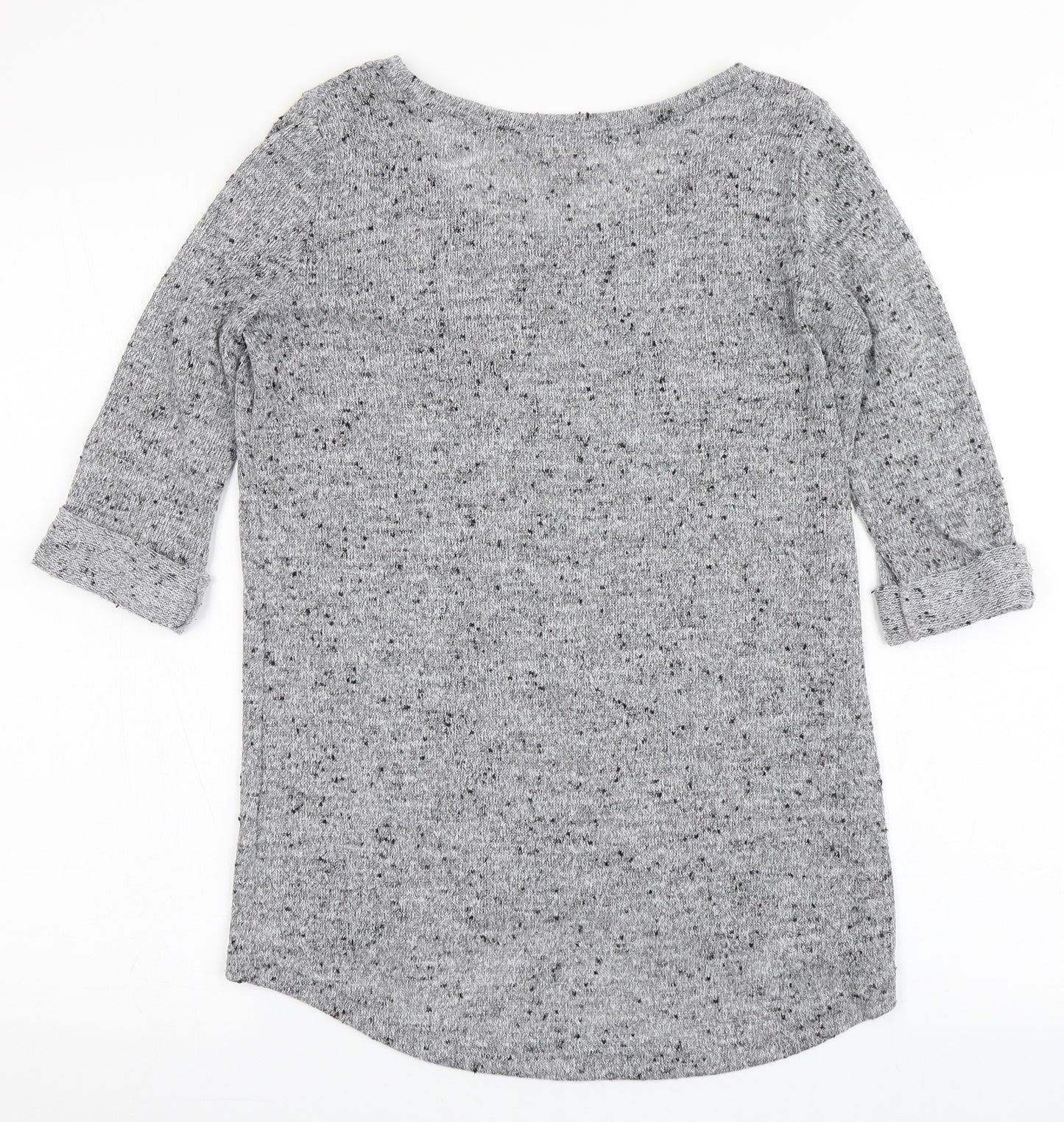 New Look Womens Grey  Polyester Basic T-Shirt Size 10 Scoop Neck