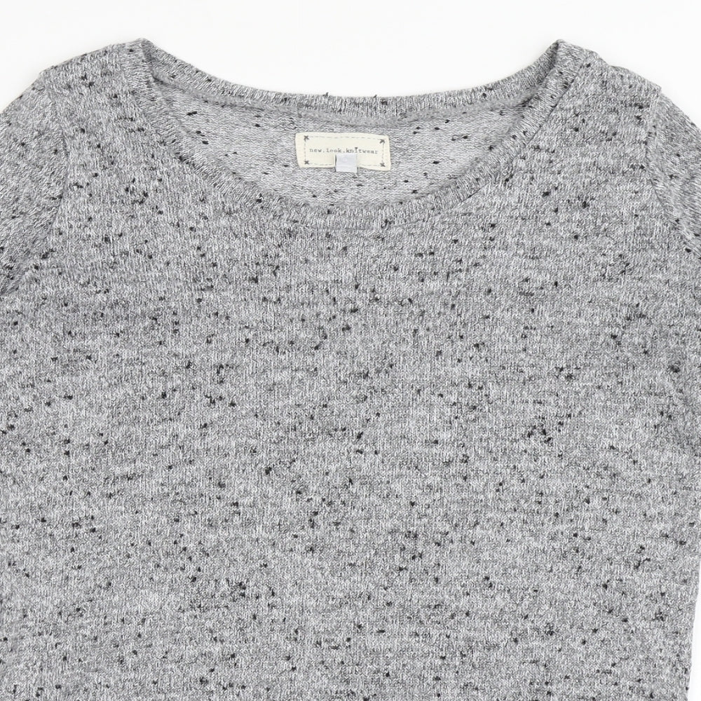 New Look Womens Grey  Polyester Basic T-Shirt Size 10 Scoop Neck