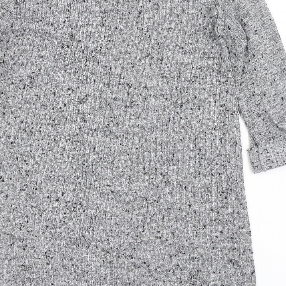 New Look Womens Grey  Polyester Basic T-Shirt Size 10 Scoop Neck