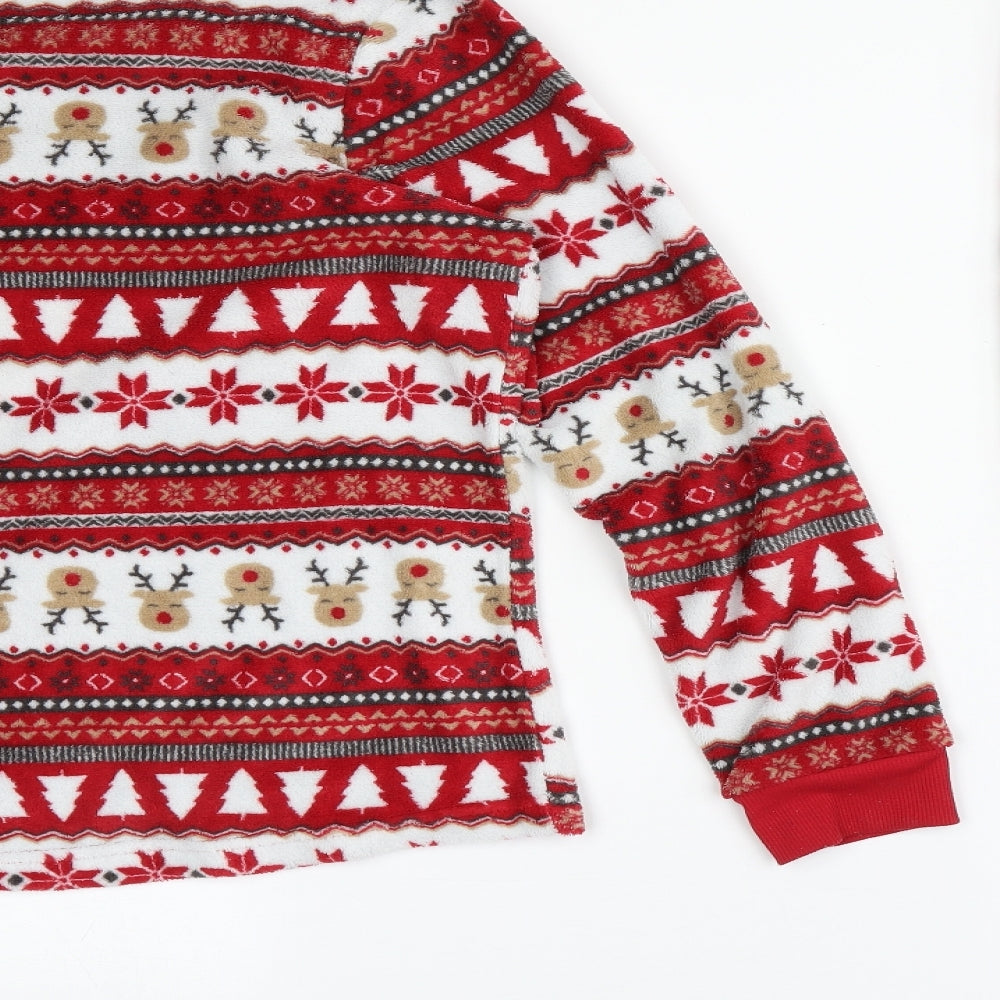 Dunnes Stores Womens Red Fair Isle Polyester Top Pyjama Set Size 12   - Christmas