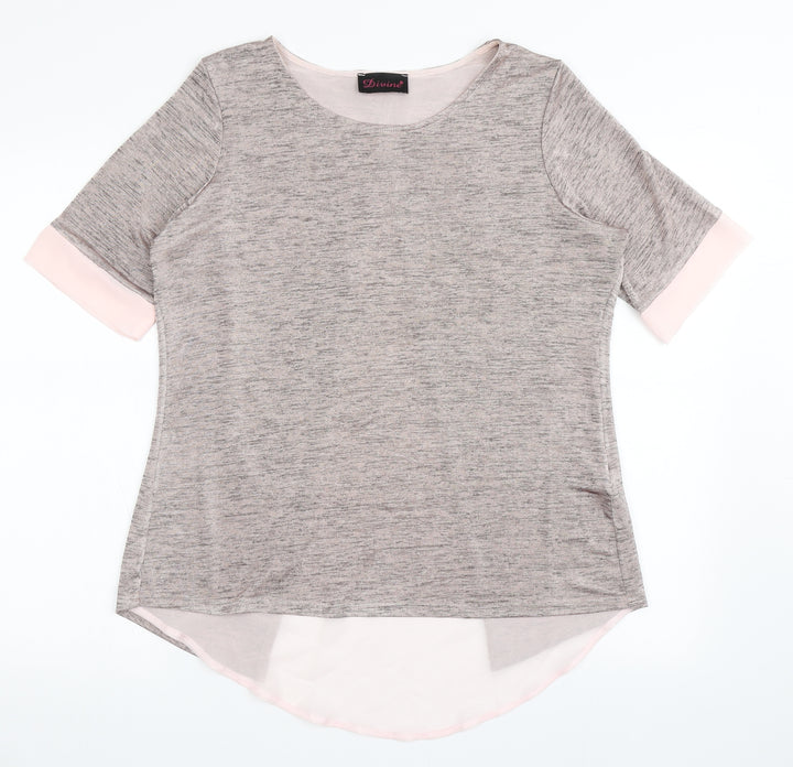 Divine Womens Pink Polyester Basic T-Shirt Size 14 Round Neck