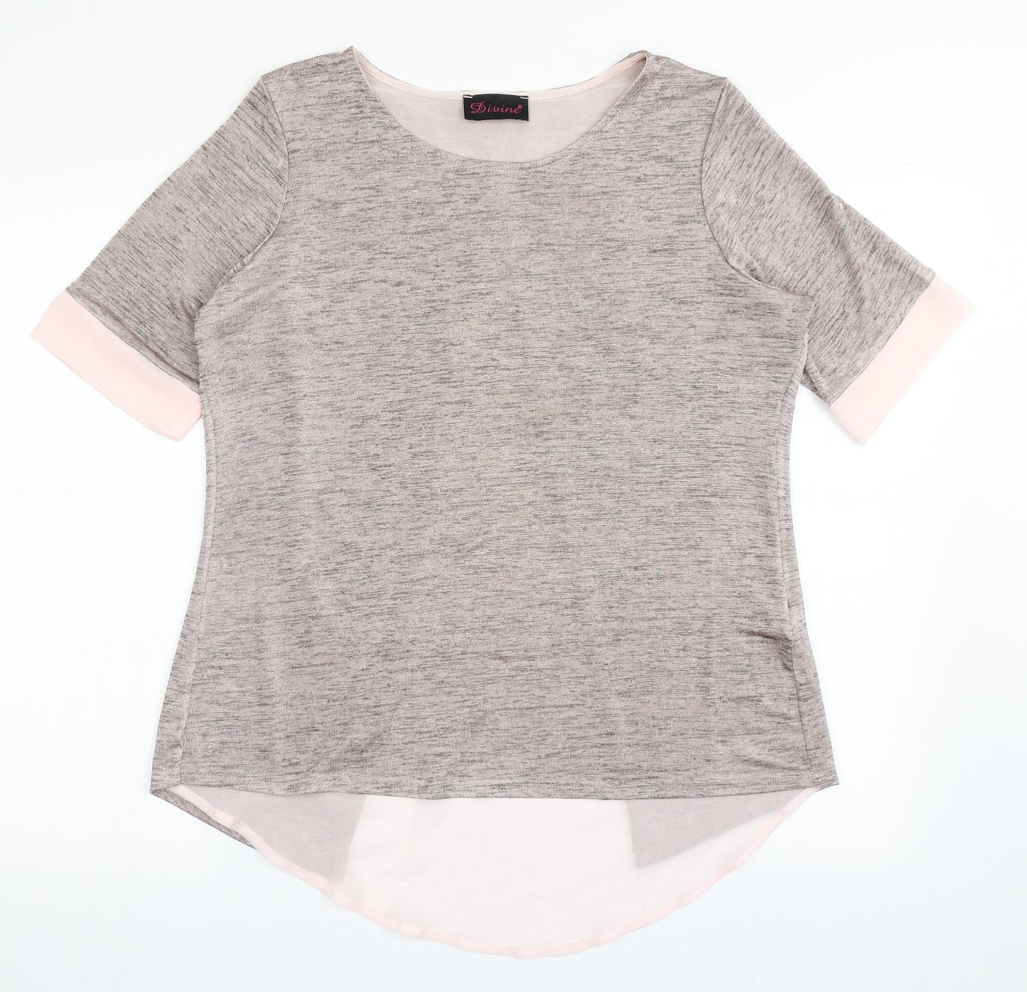 Divine Womens Pink  Polyester Basic T-Shirt Size 14 Round Neck