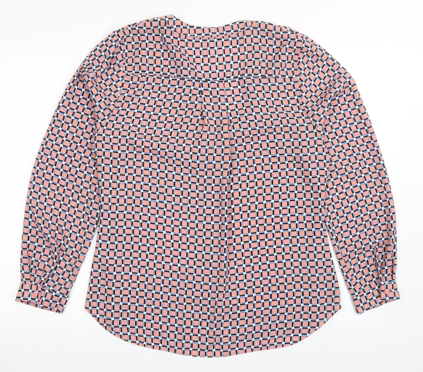 Papaya Womens Pink Check Polyester Basic Blouse Size 14 Collared