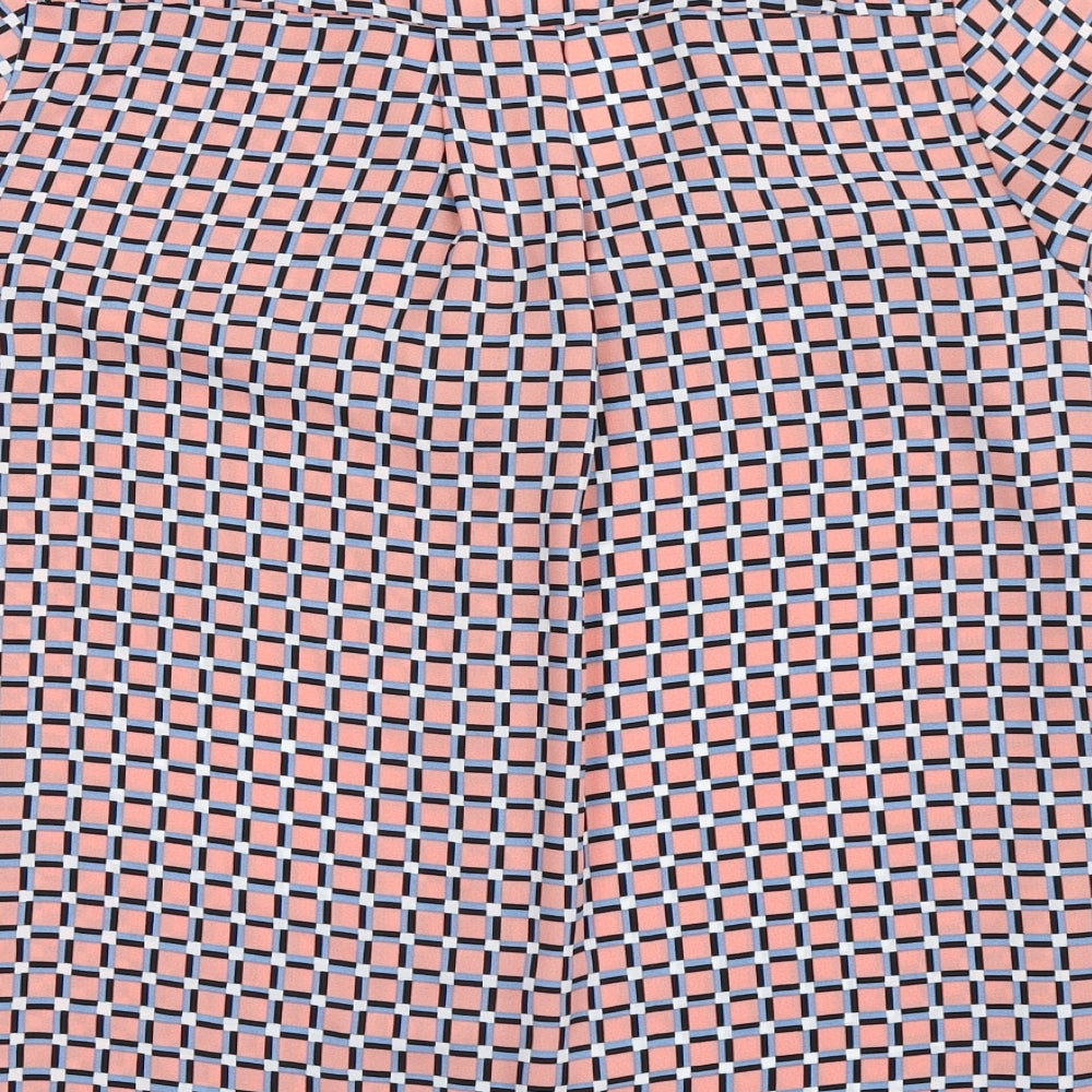 Papaya Womens Pink Check Polyester Basic Blouse Size 14 Collared