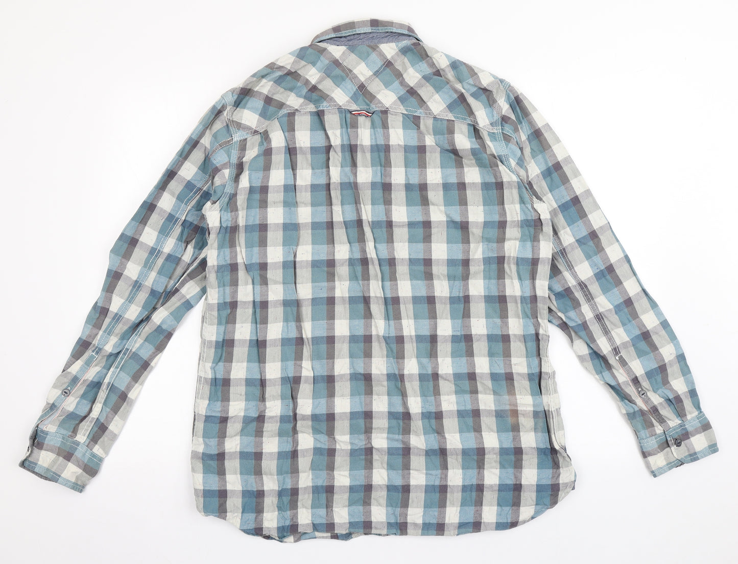 Tommy Hilfiger Mens Blue Check Cotton  Button-Up Size XL Collared Button