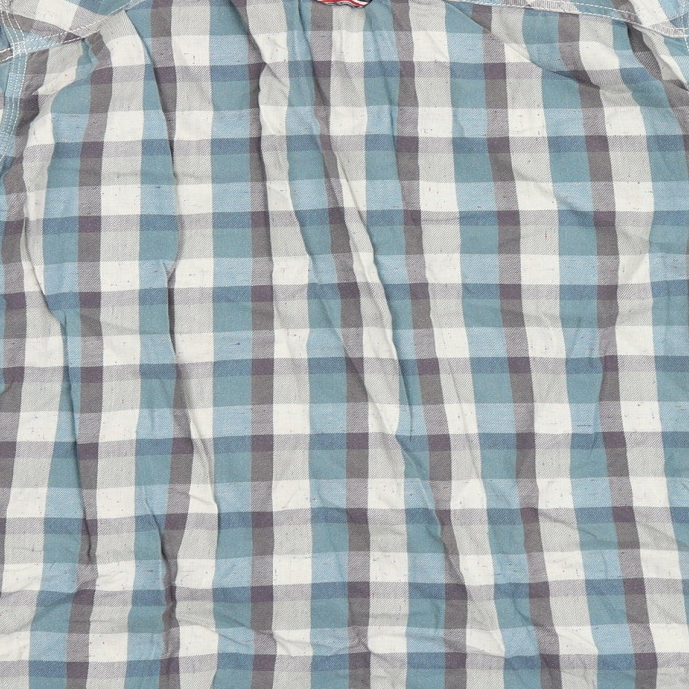 Tommy Hilfiger Mens Blue Check Cotton  Button-Up Size XL Collared Button