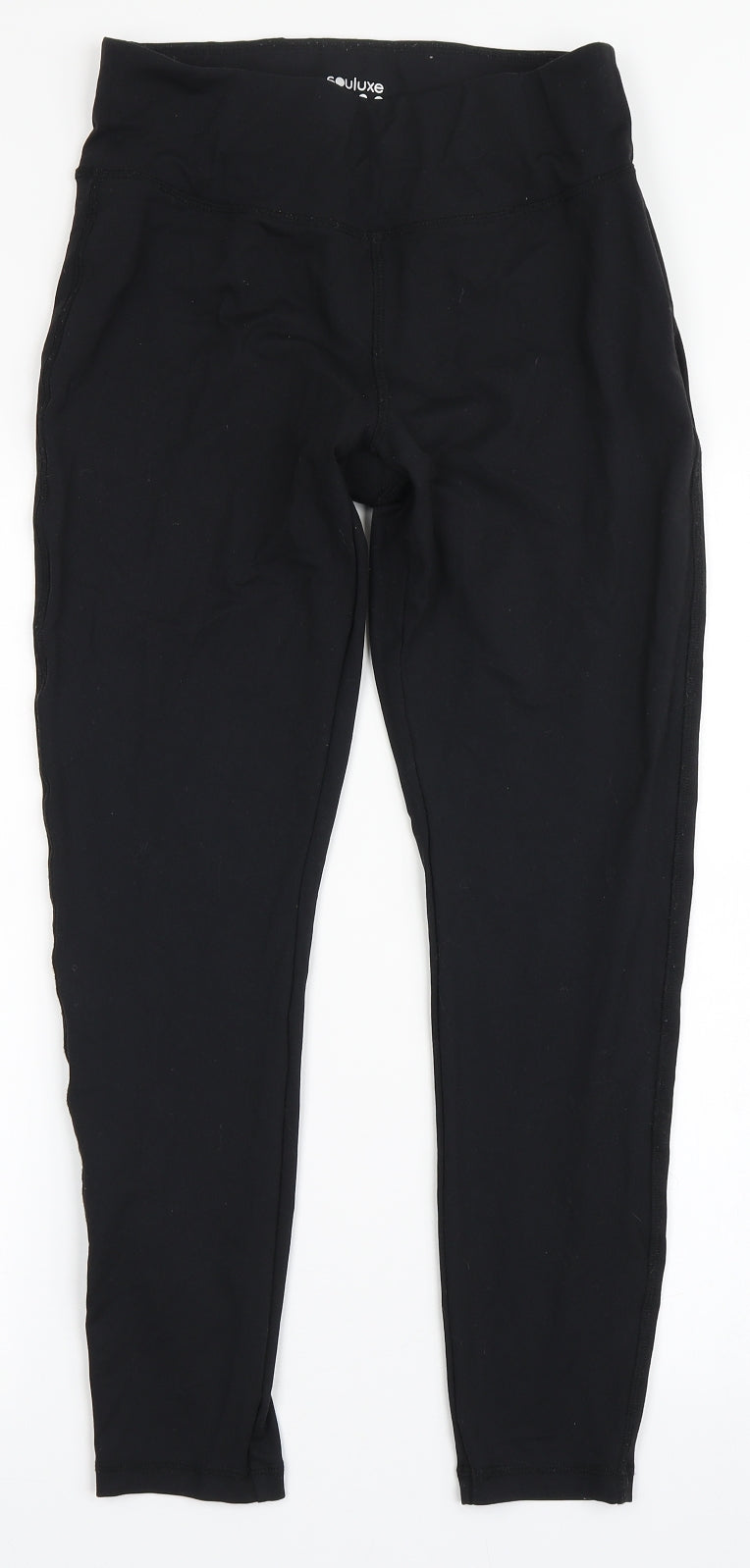 Souluxe Womens Black  Polyamide Compression Leggings Size 12 L25.5 in Regular Pullover