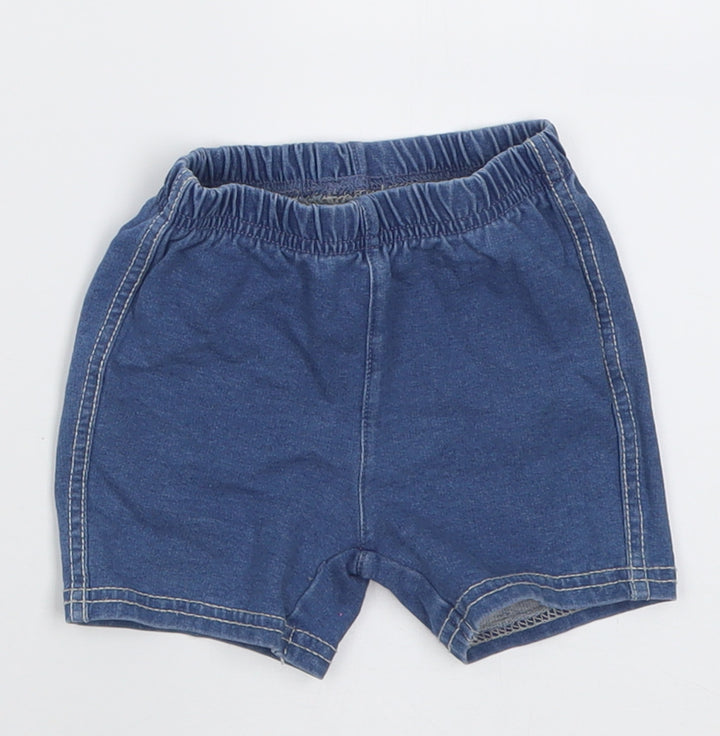 Preworn Baby Blue Cotton Cropped Trousers Size 12 Months Pullover