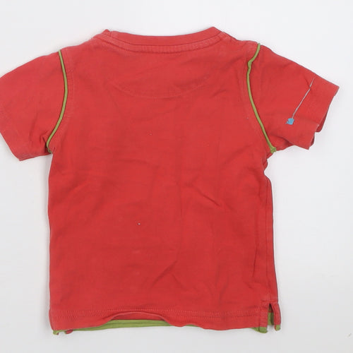 RJR.John Rocha Boys Red  Cotton Basic T-Shirt Size 12-18 Months Crew Neck Pullover