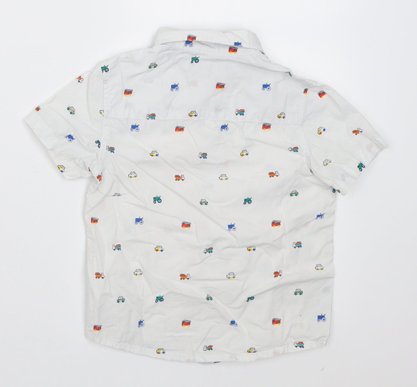NEXT Boys White Polka Dot Cotton Basic Polo Size 12-18 Months Collared Button - Cars