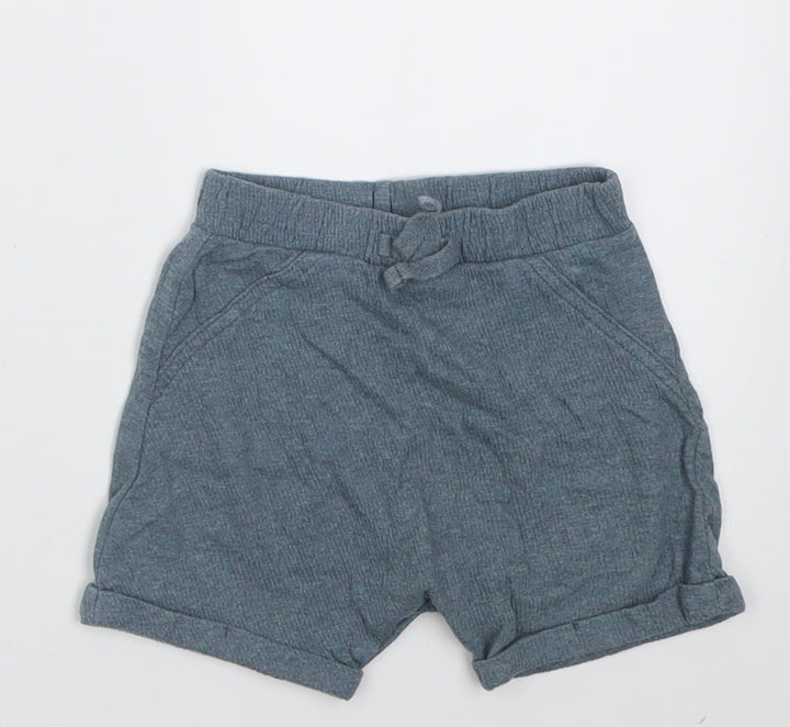 George Boys Blue Cotton Cropped Trousers Size 9-12 Months Tie
