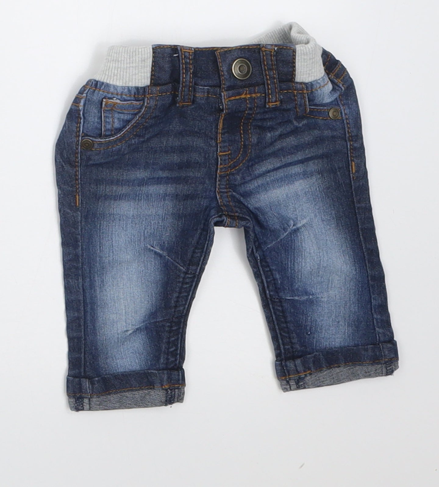 F&F Baby Blue  Cotton Capri Jeans Size Newborn  Button - Up to 1 month