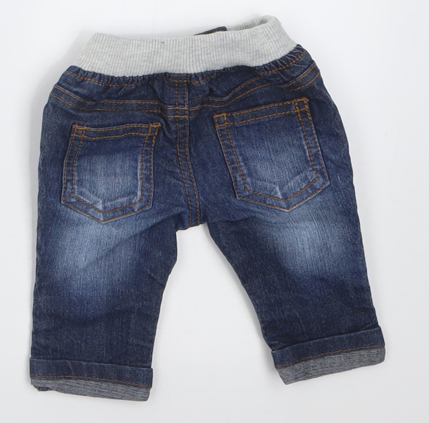 F&F Baby Blue  Cotton Capri Jeans Size Newborn  Button - Up to 1 month