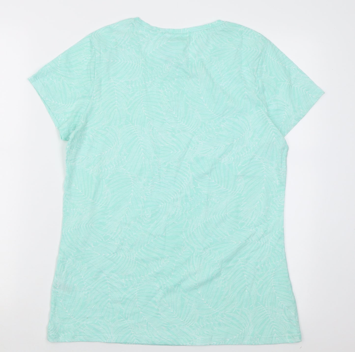 pep&co Womens Green Geometric Cotton Basic T-Shirt Size M Crew Neck