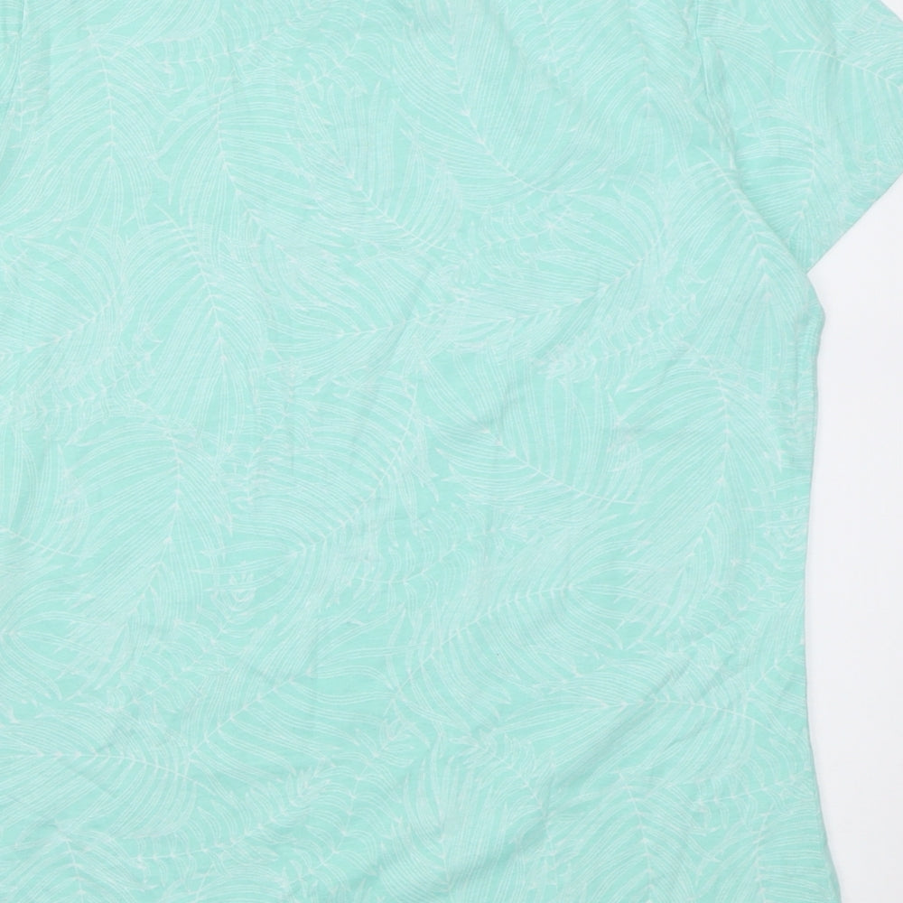 pep&co Womens Green Geometric Cotton Basic T-Shirt Size M Crew Neck