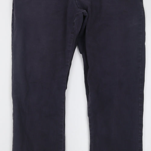 Marks and Spencer Mens Blue  Cotton Chino Trousers Size 36 L31 in Regular Button