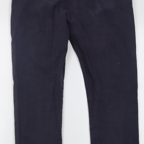 Marks and Spencer Mens Blue  Cotton Chino Trousers Size 36 L31 in Regular Button
