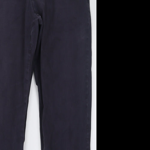 Marks and Spencer Mens Blue  Cotton Chino Trousers Size 36 L31 in Regular Button