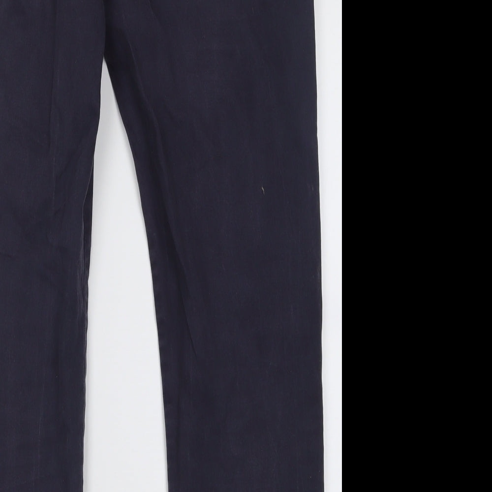 Marks and Spencer Mens Blue  Cotton Chino Trousers Size 36 L31 in Regular Button