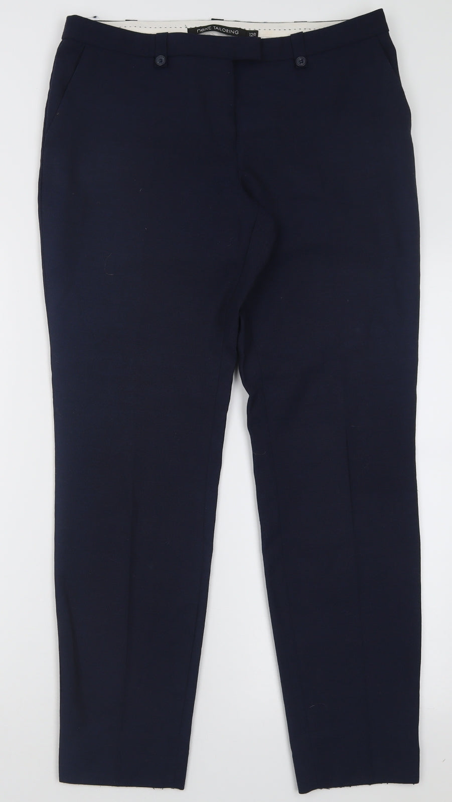NEXT Womens Blue  Wool Trousers  Size 12 L29 in Regular Hook & Eye