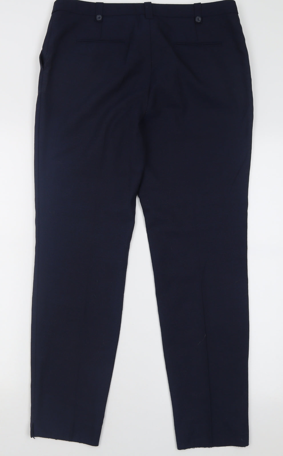 NEXT Womens Blue  Wool Trousers  Size 12 L29 in Regular Hook & Eye